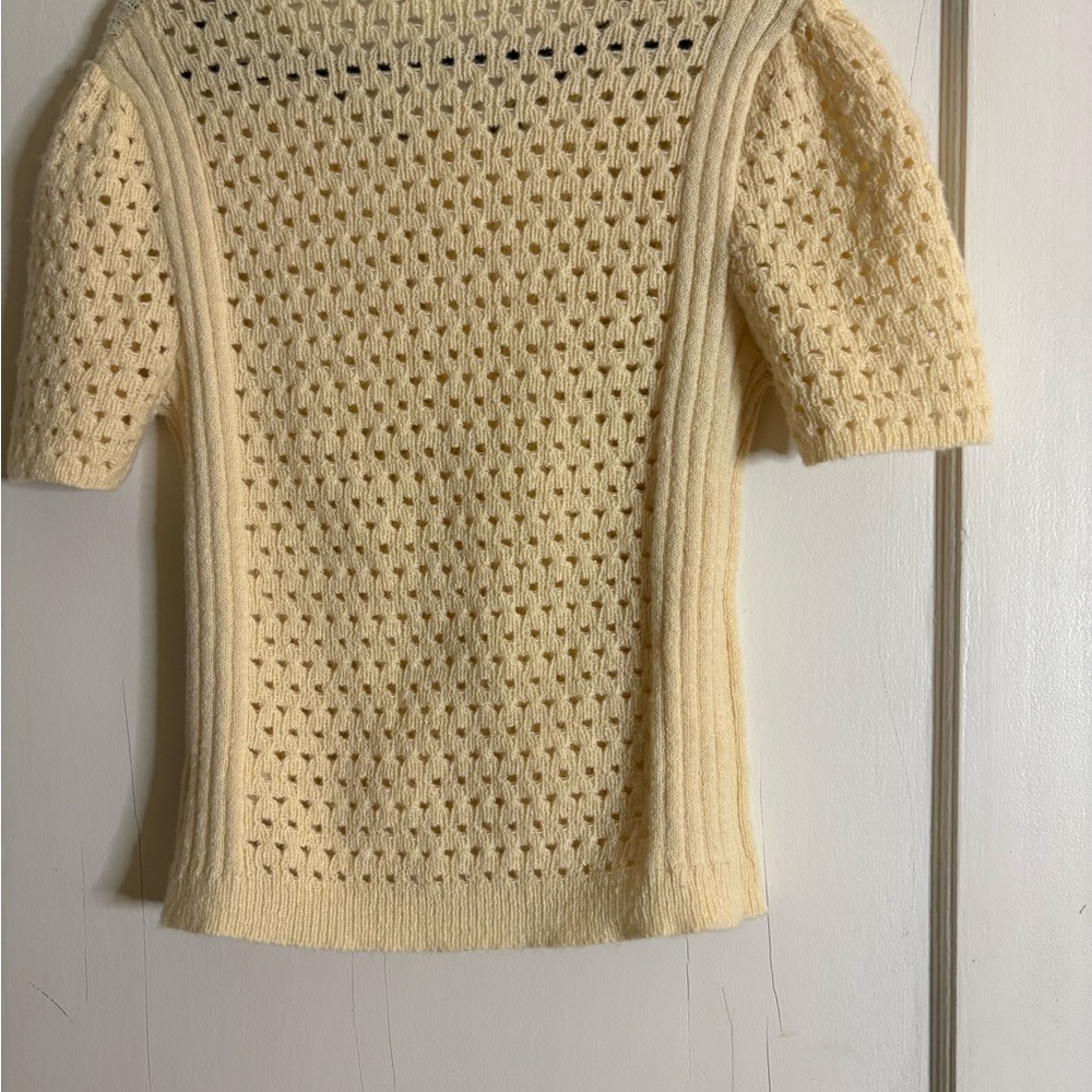 Heartloom Cream Crochet Knit Cardigan Top | Floral Detail | Size S - Picture 3 of 6